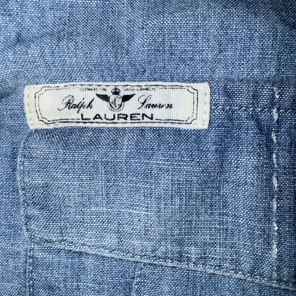 Lauren Jeans Co Ralph Lauren Shirt Women XL Blue Chambray Blouse Cowgirl Vintage - Picture 6 of 10